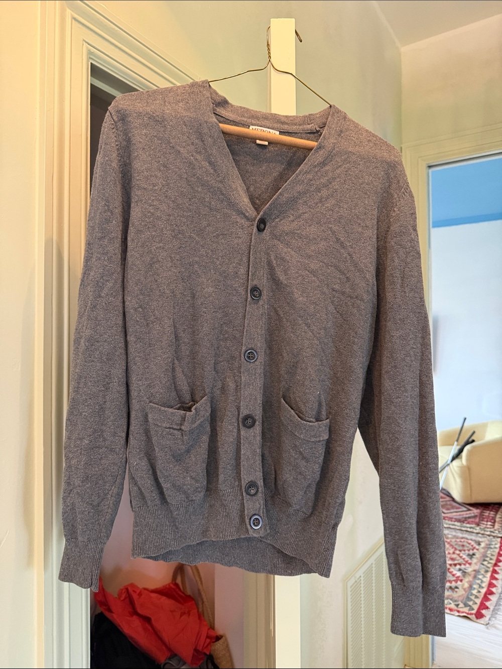 Merona Men's Lightweight Button-Front Cardigan Sweater - Gray